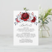 Carte D'accompagnement Mariage Floral Métallisé Rouge Royal Blanc Argent (Debout devant)