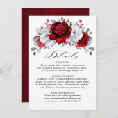 Carte D'accompagnement Mariage Floral Métallisé Rouge Royal Blanc Argent (Devant / Derrière)
