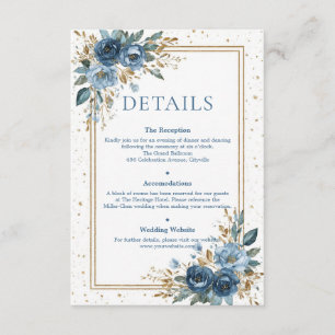 Carte D'accompagnement Mariage Floral Navy et Or Ciel d'Hiver