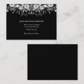 Carte D'accompagnement Mariage floral noir blanc Maid of Honor (Devant / Derrière)