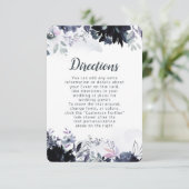Carte D'accompagnement Mariage floral noir Dusty Directions (Debout devant)