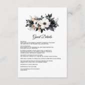 Carte D'accompagnement Mariage Floral noir et blanc Détails de l'invité (Devant)