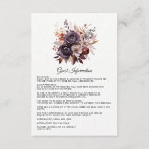 Carte D'accompagnement Mariage Floral Prune, Gris, Cuivre et Rose Poussié