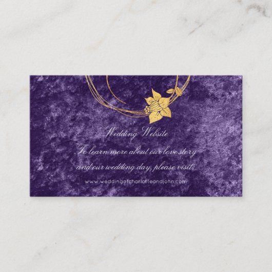 Carte D'accompagnement Mariage Floral Purple Gold Site Web Velvet Violet (Devant)