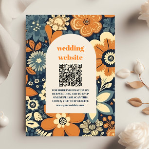 Carte D'accompagnement Mariage Floral Rétro Groovy des Années 70 Coloré M