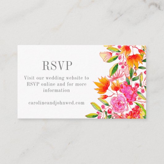 Carte D'accompagnement Mariage floral rose orange moderne RSVP en ligne (Devant)