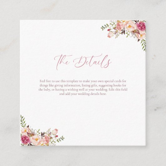 Carte D'accompagnement Mariage Floral Rose Pâle Élégant et Économique (Devant)