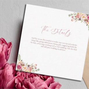 Carte D'accompagnement Mariage Floral Rose Pâle Élégant et Économique
