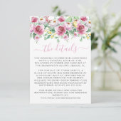 Carte D'accompagnement Mariage floral rose romantique (Debout devant)