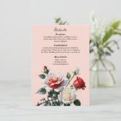 Carte D'accompagnement Mariage floral rose rose foncé (Debout devant)