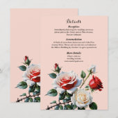 Carte D'accompagnement Mariage floral rose rose foncé (Devant / Derrière)