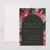 Carte D'accompagnement Mariage floral rouge foncé Boho tropical RSVP (Devant / Derrière)