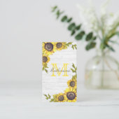 Carte D'accompagnement Mariage floral rustique Fleurs de soleil en bois b (Debout devant)