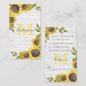 Carte D'accompagnement Mariage floral rustique Fleurs de soleil en bois b (Devant / Derrière)