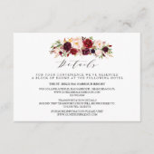 Carte D'accompagnement Mariage floral rustique Info/Détails 2-Côté-3 (Devant)