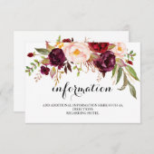 Carte D'accompagnement Mariage floral rustique Informations/Détails 2-Sid (Devant / Derrière)