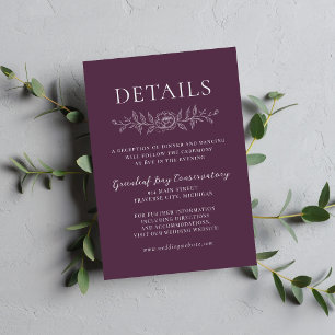 Carte D'accompagnement Mariage Floral Simplicité 1 prune pourpre minimal