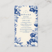Carte D'accompagnement Mariage Floral Toile bleu vintage (Devant)