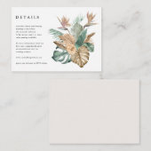 Carte D'accompagnement Mariage floral tropical Détails Réception (Devant / Derrière)