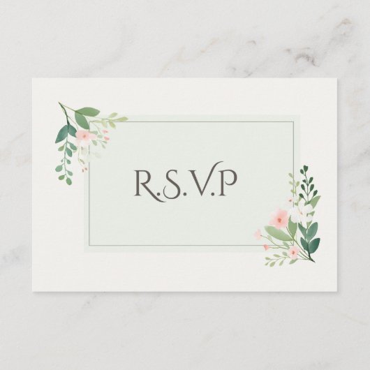 Carte D'accompagnement Mariage floral vert joli rose RSVP QR Code (Dos)