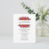 Carte D'accompagnement Mariage Floral violet et orange Détails de l'invit (Debout devant)