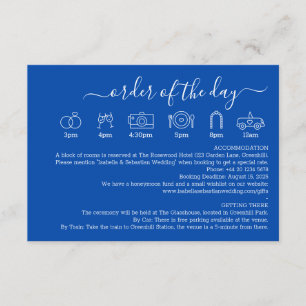 Carte D'accompagnement Mariage Formel Cobalt Blue Détail Ordre du Jour