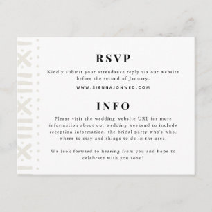 Carte D'accompagnement Mariage frontalier Ecru Boho Mudcloth