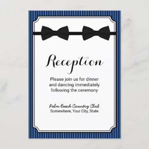 Carte D'accompagnement Mariage gay double Bow Cravate Marine Blue Récepti