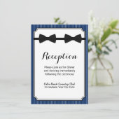Carte D'accompagnement Mariage gay double Bow Cravate Marine Blue Récepti (Debout devant)