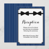 Carte D'accompagnement Mariage gay double Bow Cravate Marine Blue Récepti (Devant / Derrière)