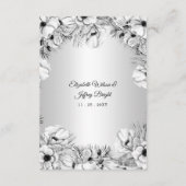 Carte D'accompagnement Mariage géométrique argent blanc anémone or (Dos)