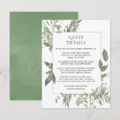 Carte D'accompagnement Mariage géométrique de verdure Détails de l'invité (Devant / Derrière)