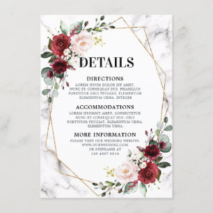 Carte D'accompagnement Mariage géométrique en marbre de Bourgogne