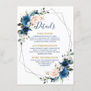 Carte D'accompagnement Mariage géométrique floral bleu bleu bleu marine