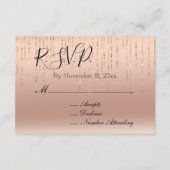 Carte D'accompagnement Mariage Glamour Pailleté Rose Doré Peach Blush (Devant)