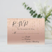 Carte D'accompagnement Mariage Glamour Pailleté Rose Doré Peach Blush (Debout devant)