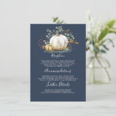Carte D'accompagnement Mariage Gold et White Citrouille Détails Informati (Debout devant)