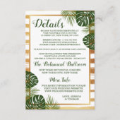 Carte D'accompagnement Mariage Gold Foil & Green Palm Leaf Beach (Devant)