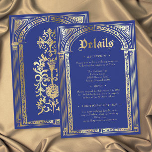 Carte D'accompagnement Mariage gothique bleu or médiéval jusqu'à la mort