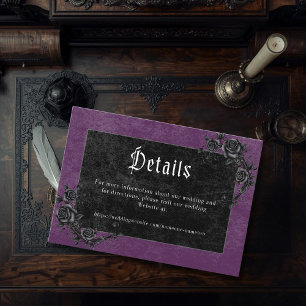Carte D'accompagnement Mariage gothique corbeau pourpre sombre à jamais