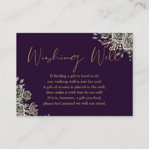 Carte D'accompagnement Mariage Gothique Fleur Purple Et Or Puits De Vœux