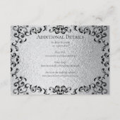 Carte D'accompagnement Mariage gothique noir argenté (Dos)