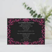 Carte D'accompagnement Mariage gothique rose chaud et noir (Debout devant)