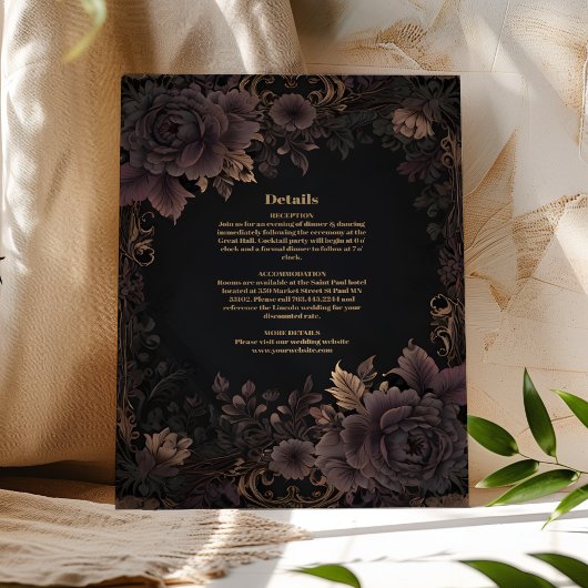 Carte D'accompagnement Mariage gothique royal victorien