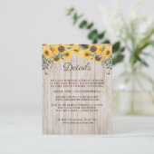 Carte D'accompagnement Mariage Grange Tournesol Bois Rustique (Debout devant)