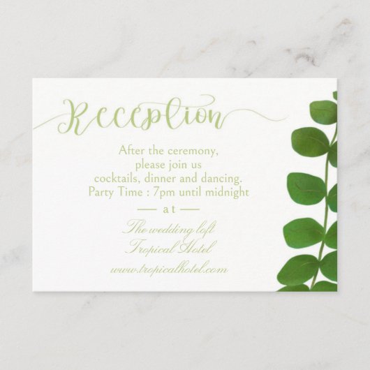Carte D'accompagnement Mariage Green Chic (Devant)