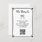 Carte D'accompagnement Mariage griffé mignon noir et blanc (Devant / Derrière)