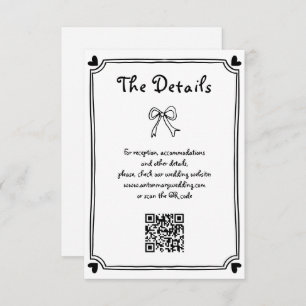 Carte D'accompagnement Mariage griffé mignon noir et blanc
