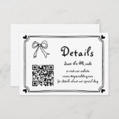 Carte D'accompagnement Mariage griffé noir et blanc (Devant / Derrière)