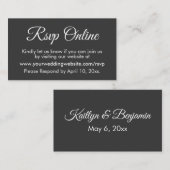 Carte D'accompagnement Mariage gris foncé RSVP Online Élégant Simple (Devant / Derrière)